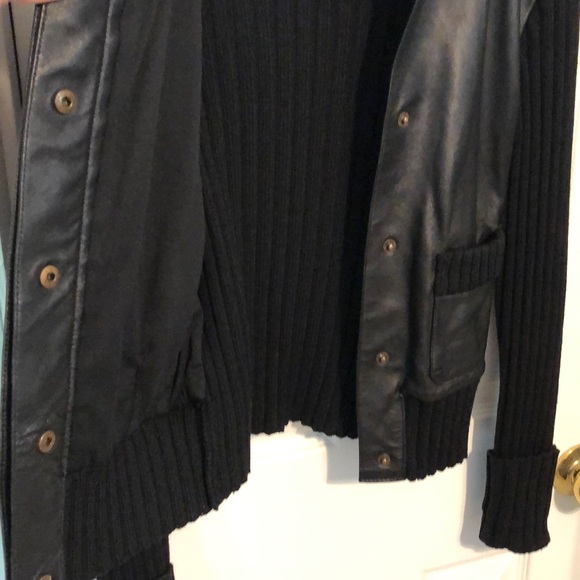 BCBGMAXAZRIA - leather/sweater bomber jacket - Picture 5 of 6
